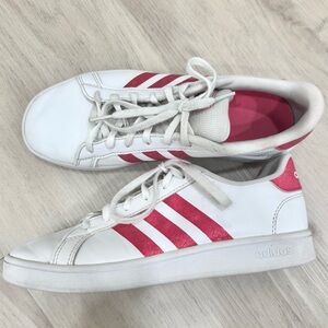 Adidas White and Pink Striped Sneakers